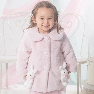 うさぎぬいぐるみつき　フェイクファーコート