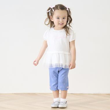 7分丈　裾スカラップ　カットソーパンツ