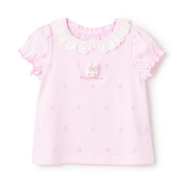 ウサギマスコットつき　お花柄　半袖Tシャツ