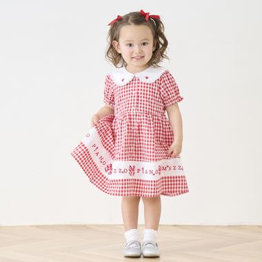 裾ロゴ　ギンガムチェック　ワンピース