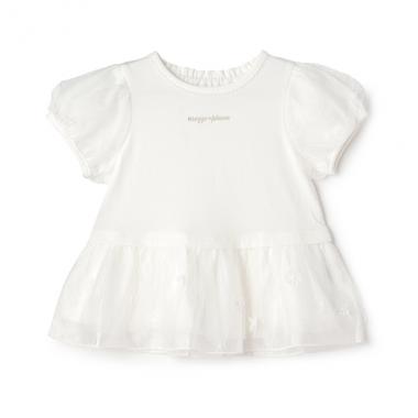 お花裾フリル　半袖チュニック