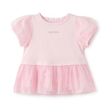 お花裾フリル　半袖チュニック