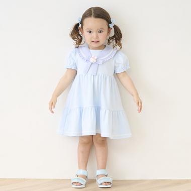 ウサギマスコットつきセーラー衿つきカットソーワンピース