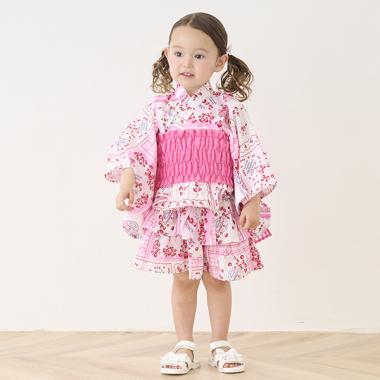 いちごハンカチ柄　浴衣ドレス