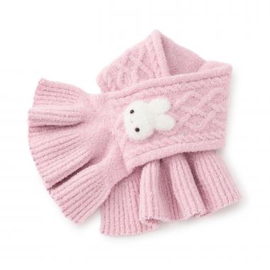 ボアウサギマスコットつき　マシュマロニットマフラー