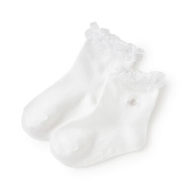 フリル　ロゴ刺しゅうソックス