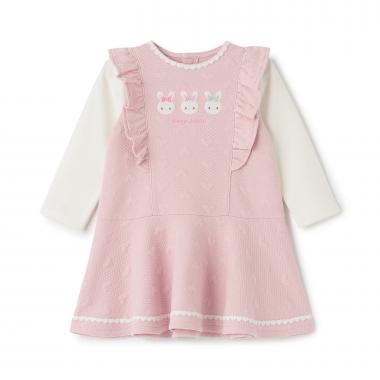 ウサギアップリケ　ハートジャガードワンピース