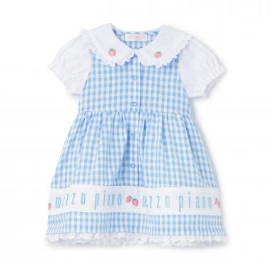 裾ロゴ刺しゅう　ギンガムチェックワンピース