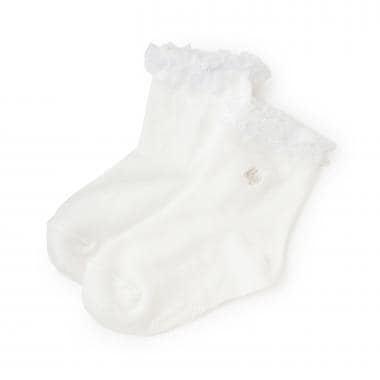 フリル　ロゴ刺しゅうソックス【日本製】