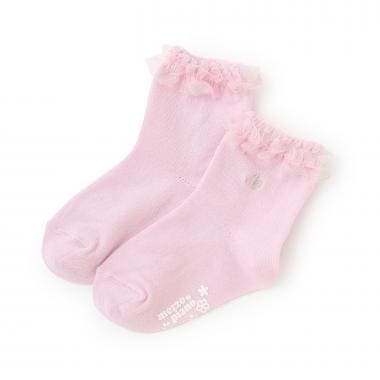 フリル　ロゴ刺しゅうソックス【日本製】