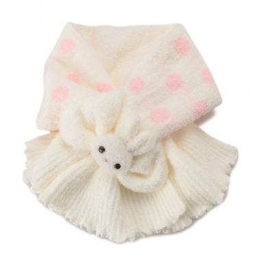 ウサギマスコットつきマシュマロニットマフラー