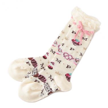 【ベビーサイズ】 チョコ柄ハイソックス