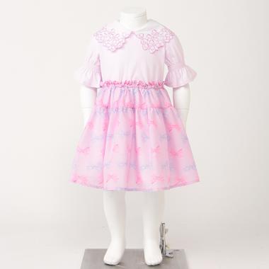 リボン柄ドッキングワンピース