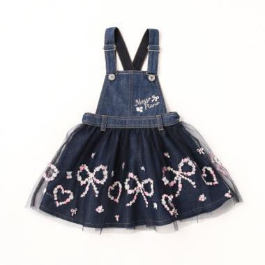 【人気商品再入荷】【直営店で取り扱い無し】刺しゅうデニムジャンパースカート