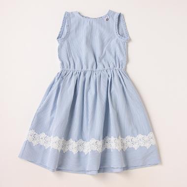 【人気商品再入荷】【直営店で取り扱い無し】ストライプ裾レースワンピース