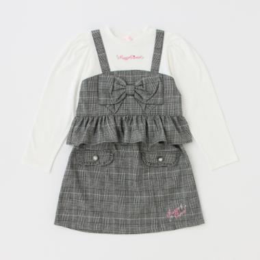 【人気商品再入荷】【直営店で取り扱い無し】ビスチェ切替長袖Tシャツ＆スカートセットアップ