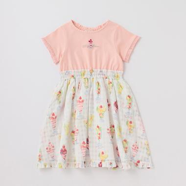 【人気商品再入荷】【直営店で取り扱い無し】フルーツパフェ柄ドッキングワンピース