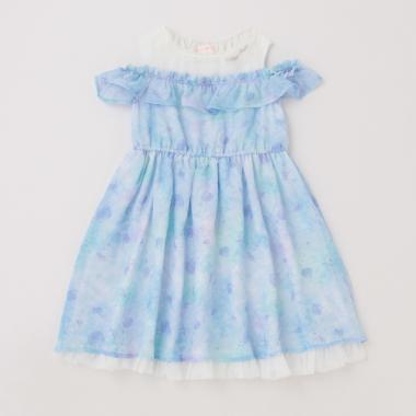 【人気商品再入荷】【直営店で取り扱い無し】シェル柄シフォン　肩開きワンピース