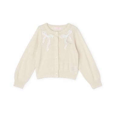 【人気商品再入荷】【直営店で取り扱い無し】リボン　ラメニットカーディガン