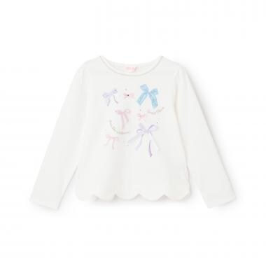 【人気商品再入荷】【直営店で取り扱い無し】リボンイッパイ裾スカラップ長袖Tシャツ