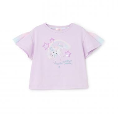 【人気商品再入荷】【直営店で取り扱い無し】ユニコーン　袖チュール切替　半袖Tシャツ