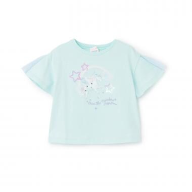 【人気商品再入荷】【直営店で取り扱い無し】ユニコーン　袖チュール切替　半袖Tシャツ