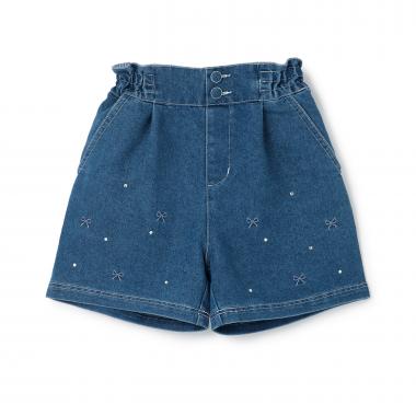 【人気商品再入荷】【直営店で取り扱い無し】リボン刺しゅうラインストーン　ショートパンツ