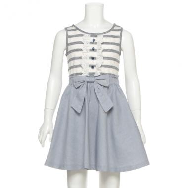 ボーダー×ダンガリー ワンピース