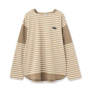 【親子リンク】Dadボーダー肩切替ビッグロンT