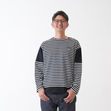 【親子リンク】Dadボーダー肩切替ビッグロンT