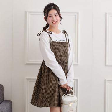 ギンガムキャミワンピ＋ロンTセット