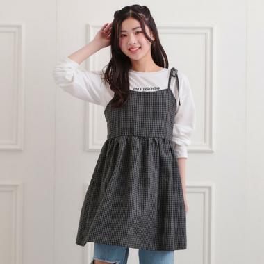 ギンガムキャミワンピ＋ロンTセット
