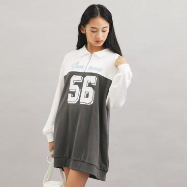 ナンバー切替ハーフジップワンピース