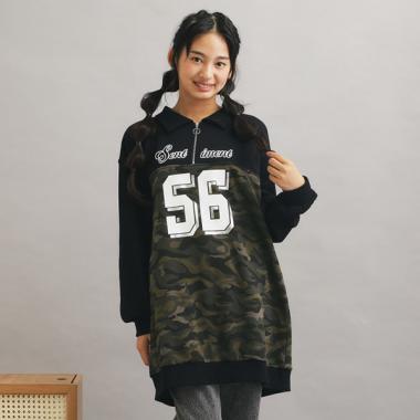 ナンバー切替ハーフジップワンピース