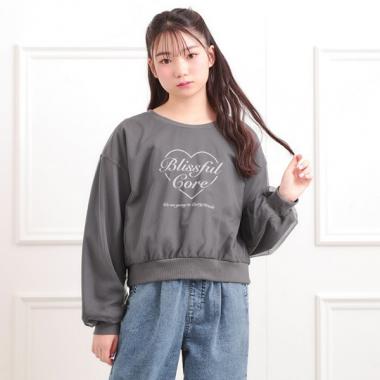 チュール重ねミニ裏毛トレーナー