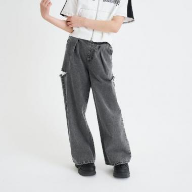 ダメージアソートタックデニムパンツ