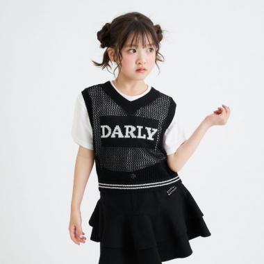 【洗える】メッシュニットベスト＋半袖Tシャツ