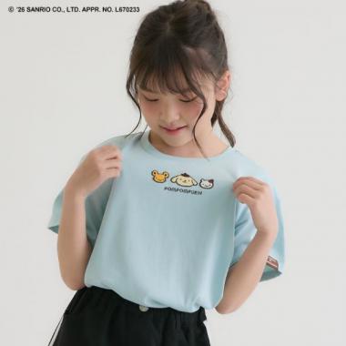 【ポムポムプリン】アップリケ刺繍半袖Tシャツ