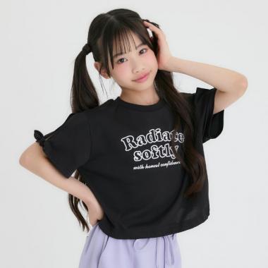 【接触冷感】袖あきリボン半袖Tシャツ