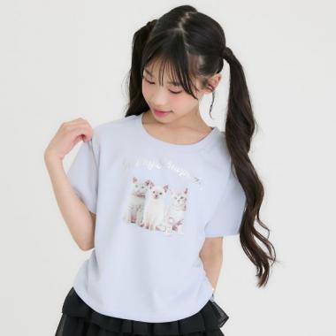 【接触冷感】ねこフォトドロスト半袖Tシャツ