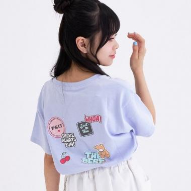 【デイリープライス】【綿100%】ワッペン風半袖Tシャツ