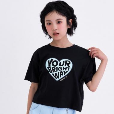 【デイリープライス】【綿100%】ハートロゴプリント半袖Tシャツ