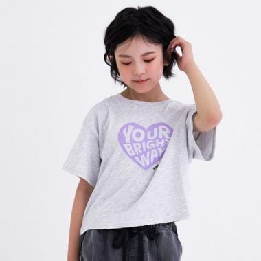 【デイリープライス】【綿100%】ハートロゴプリント半袖Tシャツ