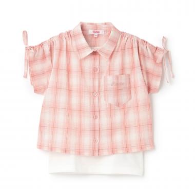 【3way】袖ドロストチェックシャツ＋タンクトップSET