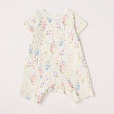 【カーバーオール/ロンパース】【オーシャン＆グラウンド】GIRLS総柄新生児ロンパス