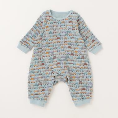 【カーバーオール/ロンパース】【オーシャン＆グラウンド】クルマガラ新生児ロンパース