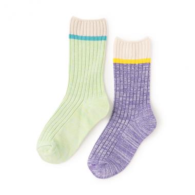 【オーシャン＆グラウンド】ミックスカラークルーソックス2PSET