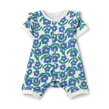 【カーバーオール/ロンパース】【オーシャン＆グラウンド】ソウガラフリルショルダー新生児ロンパス