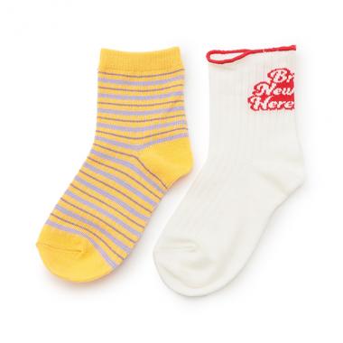 【オーシャン＆グラウンド】ロゴメロウ&マルチボーダーアンクルソックス2PSET