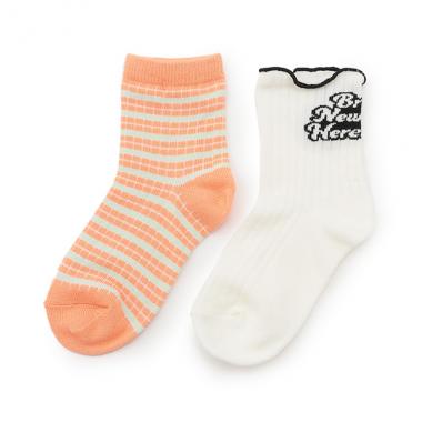 【オーシャン＆グラウンド】ロゴメロウ&マルチボーダーアンクルソックス2PSET